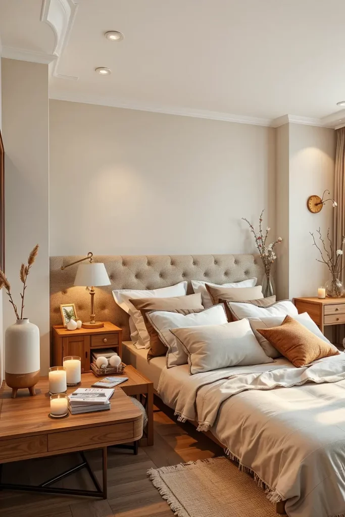 Natural materials in guest bedroom