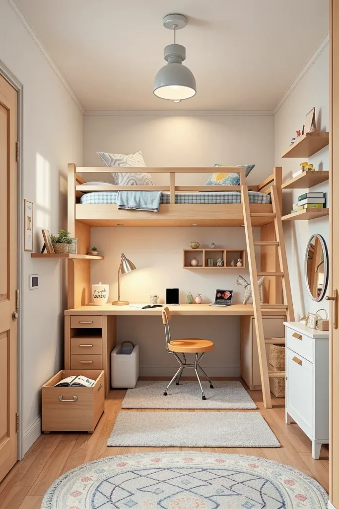 Light color palette in small girl's bedroom