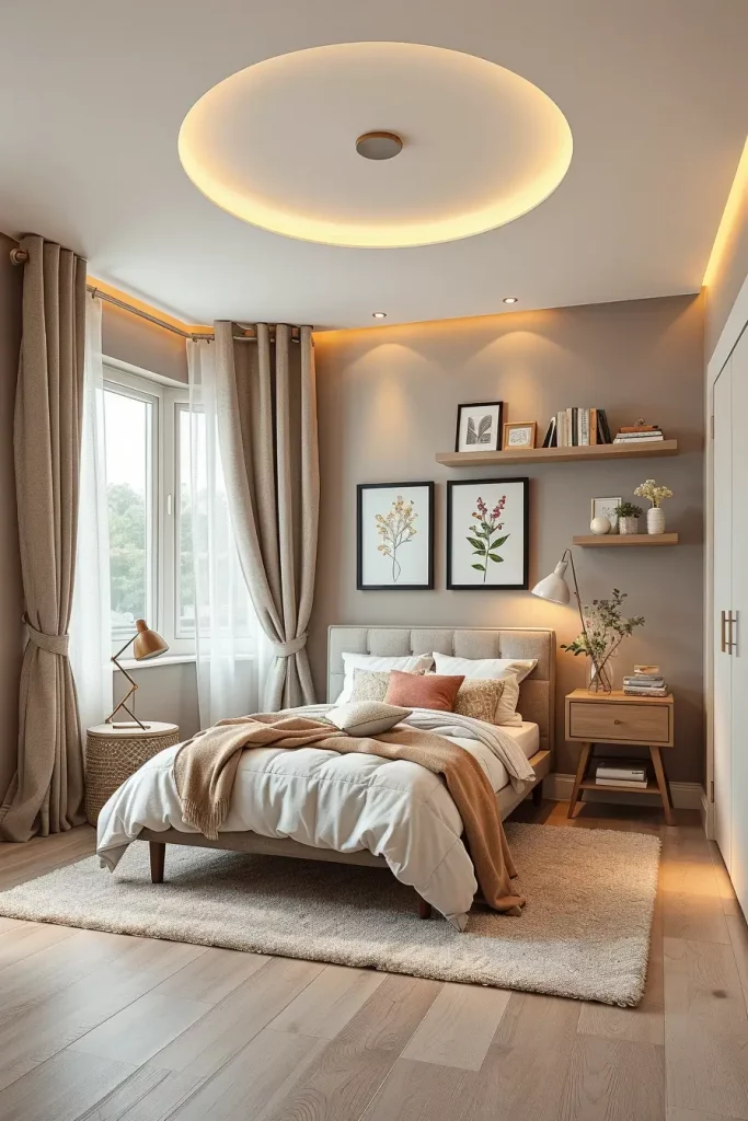 Aesthetic bedroom with minimalist gallery wall