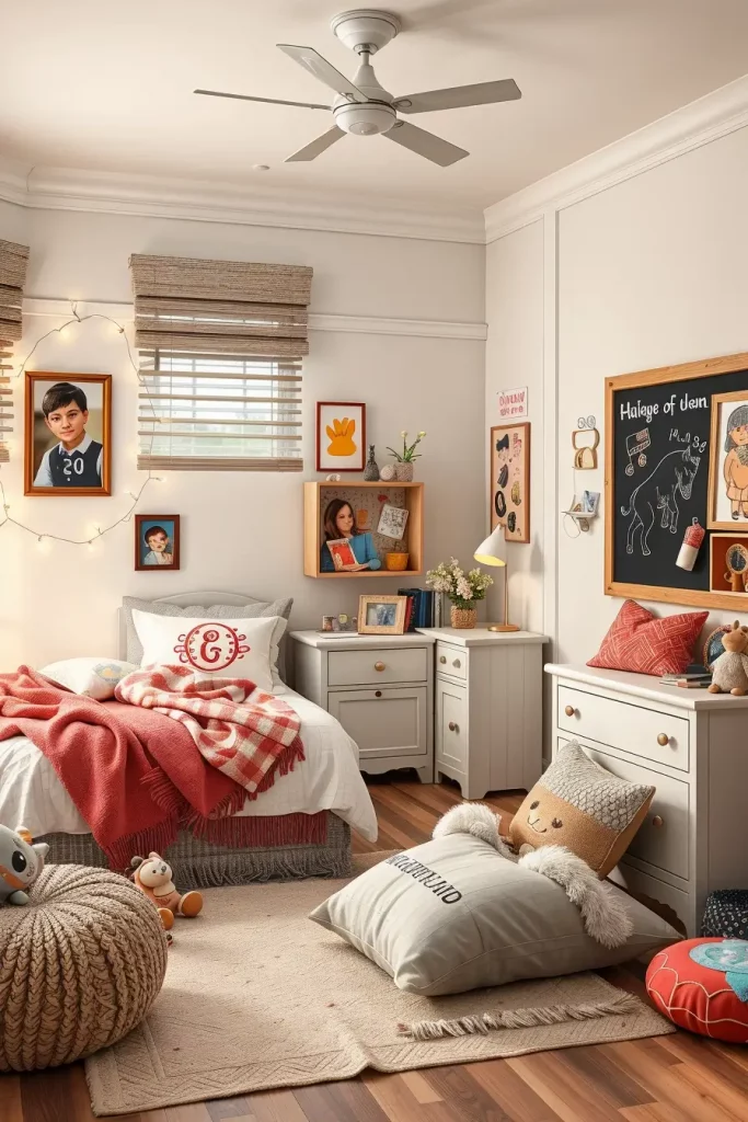 Chalkboard wall and pegboard for personalized decor