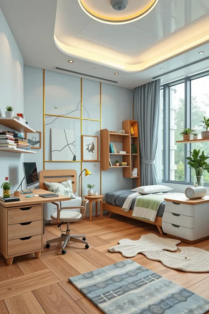 Eco-friendly bedroom with natural lighting