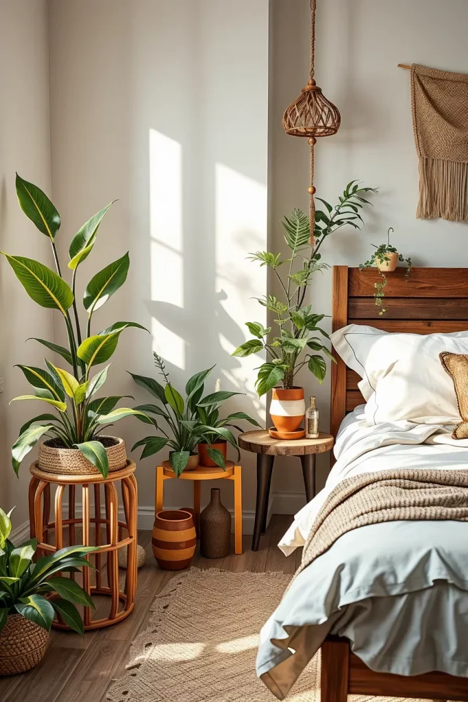 Indoor plants in bedroom