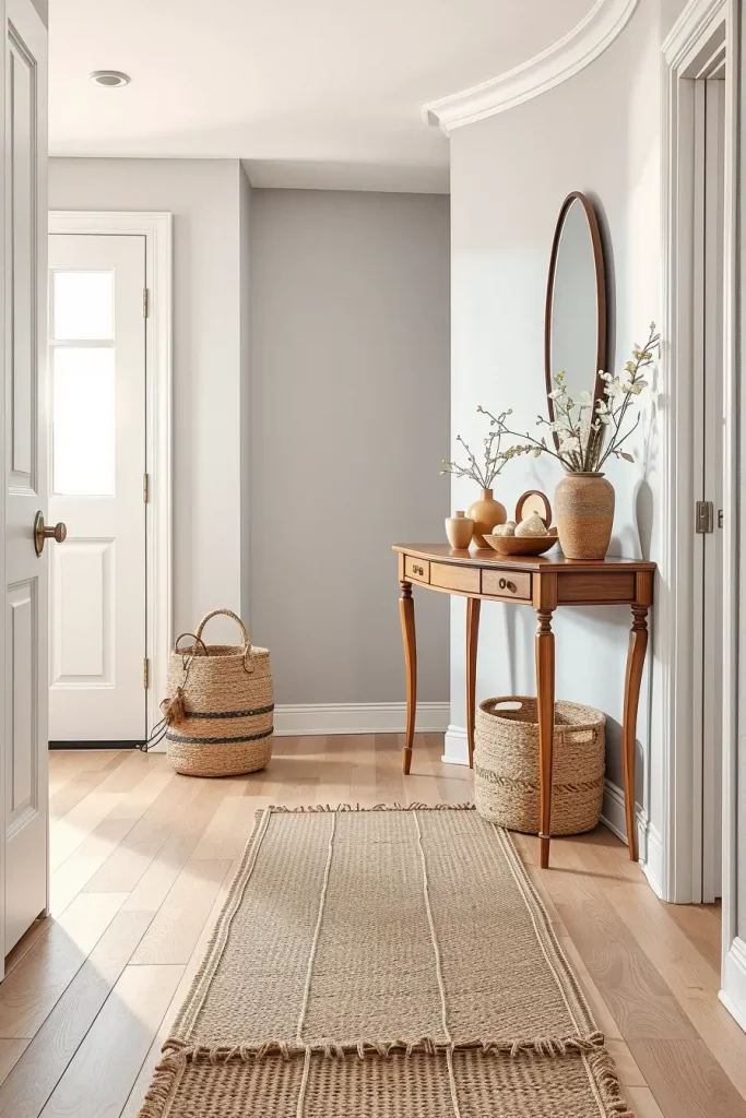 Jute runner in hallway