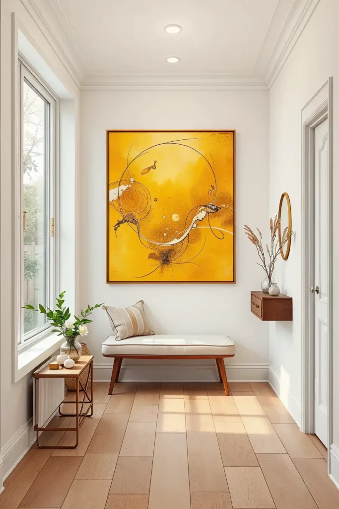 Gallery wall with warm tones