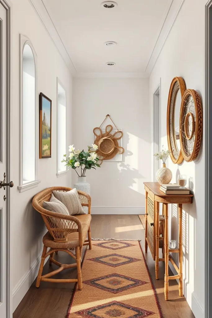 Cane furniture with brass hardware