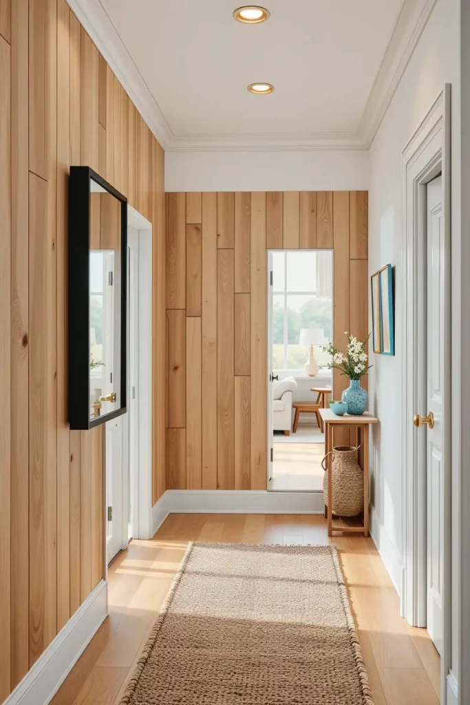 Hallway with chair rail and paneling