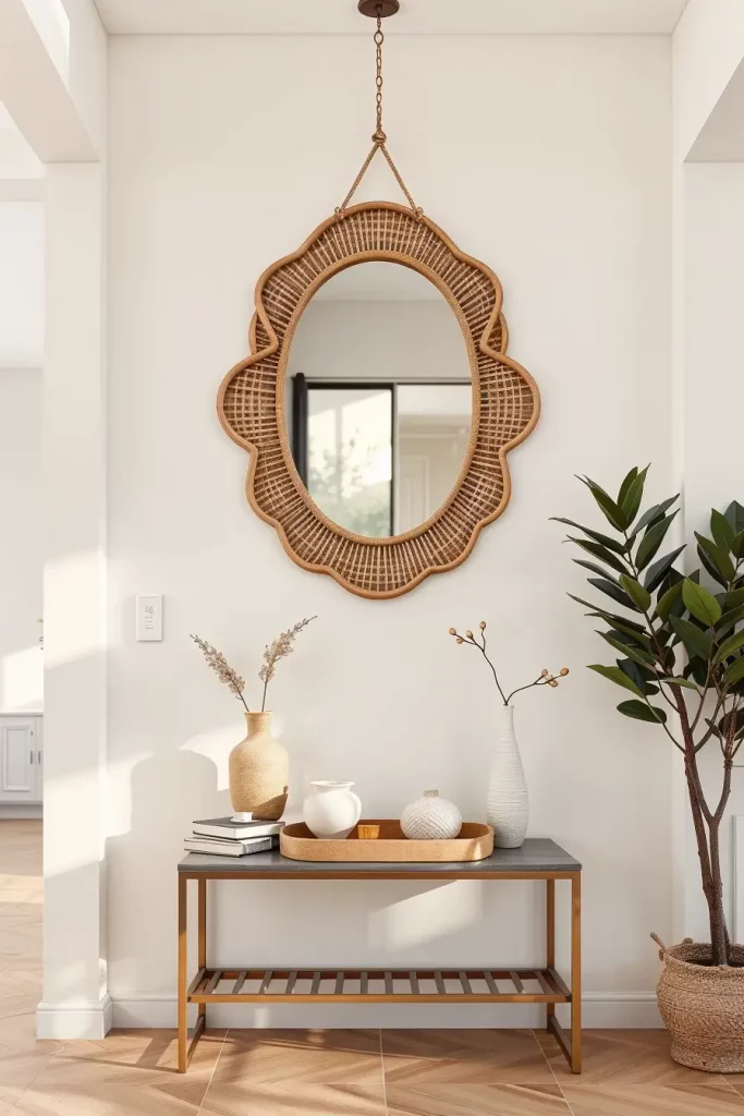 Round wooden mirror
