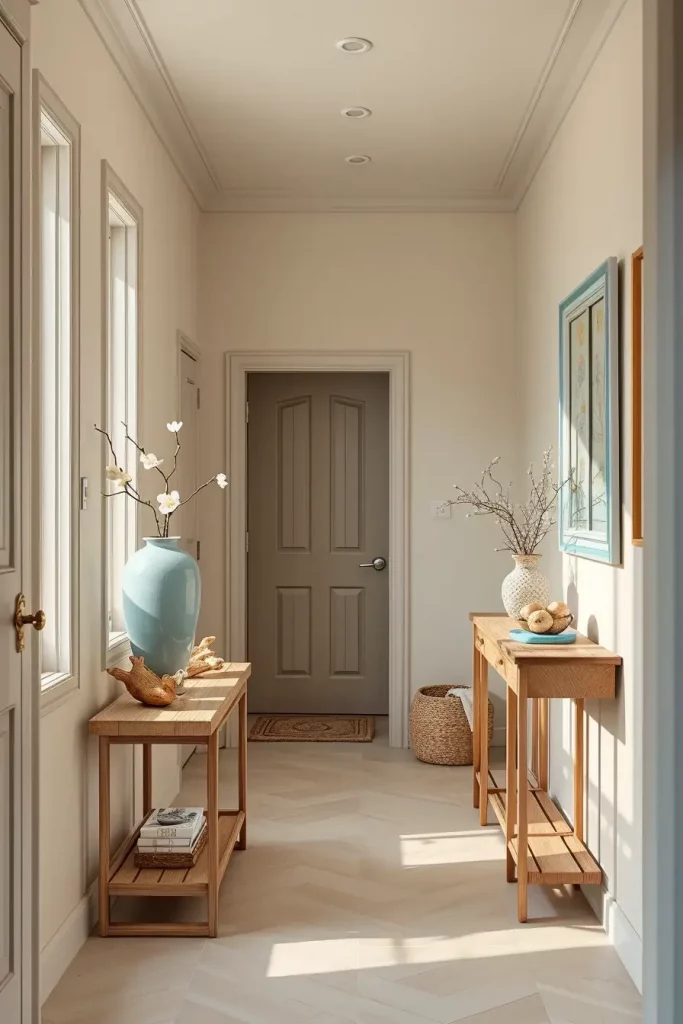 Dusty blue hallway niche