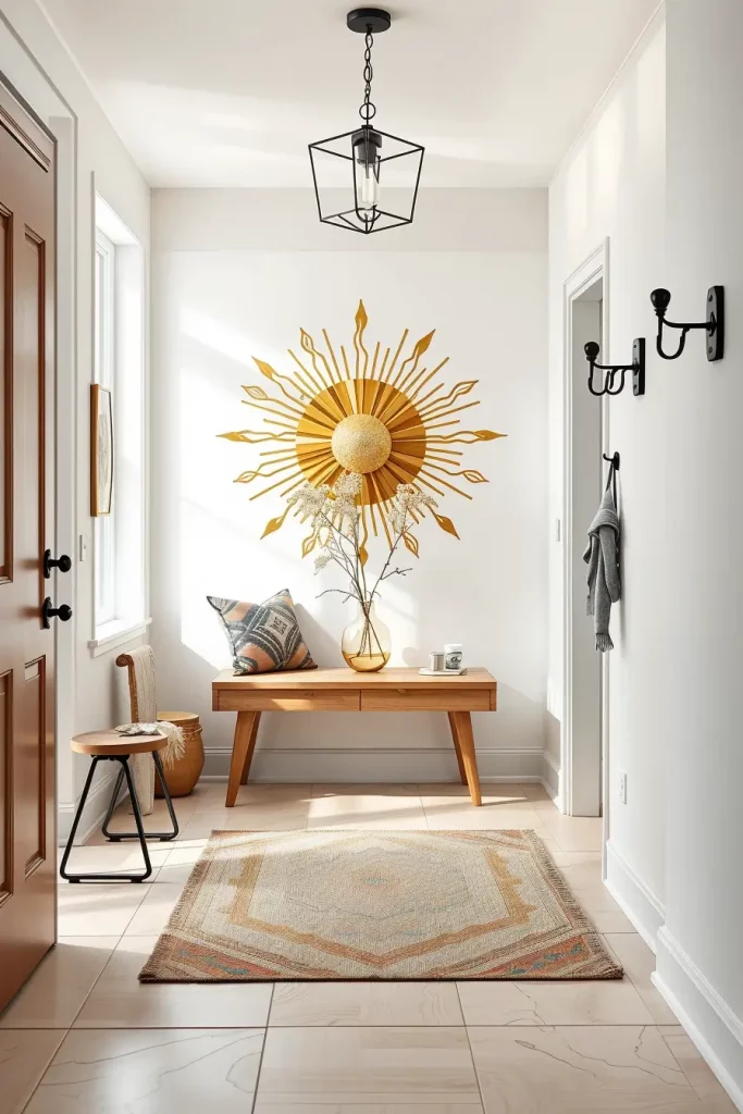 Sunburst mural in entryway