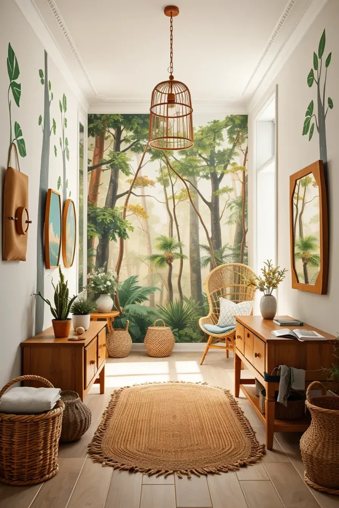 Forest mural in hallway