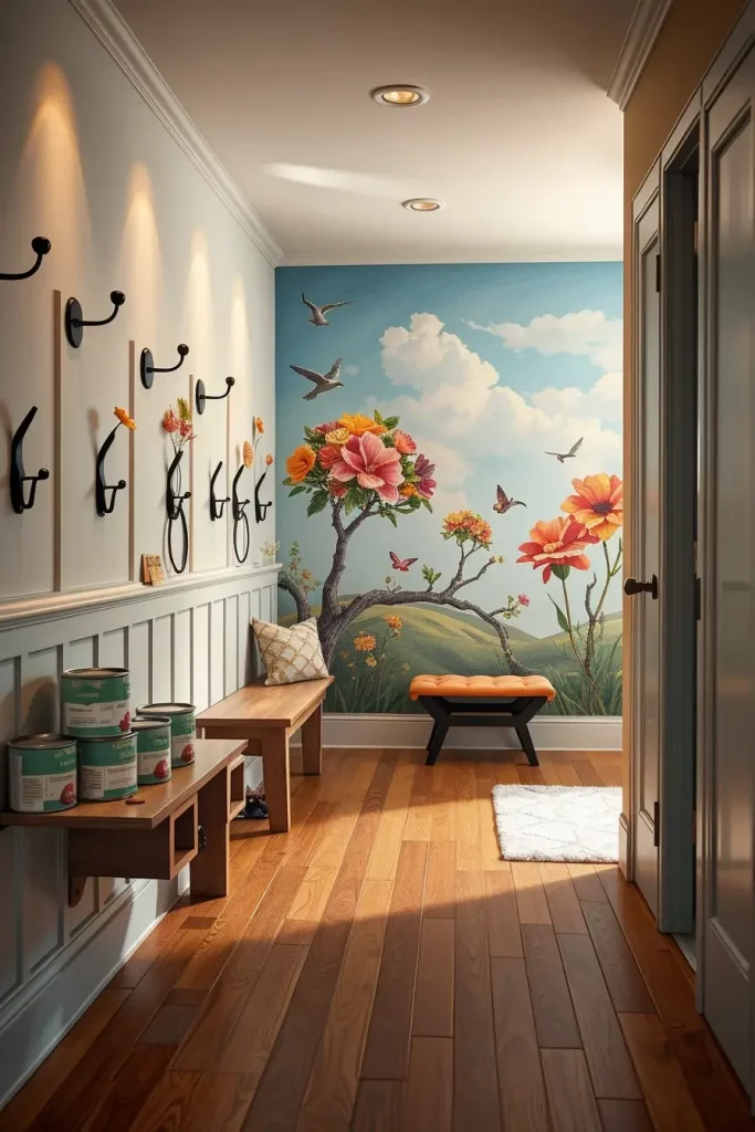 Hallway mural with durable paint