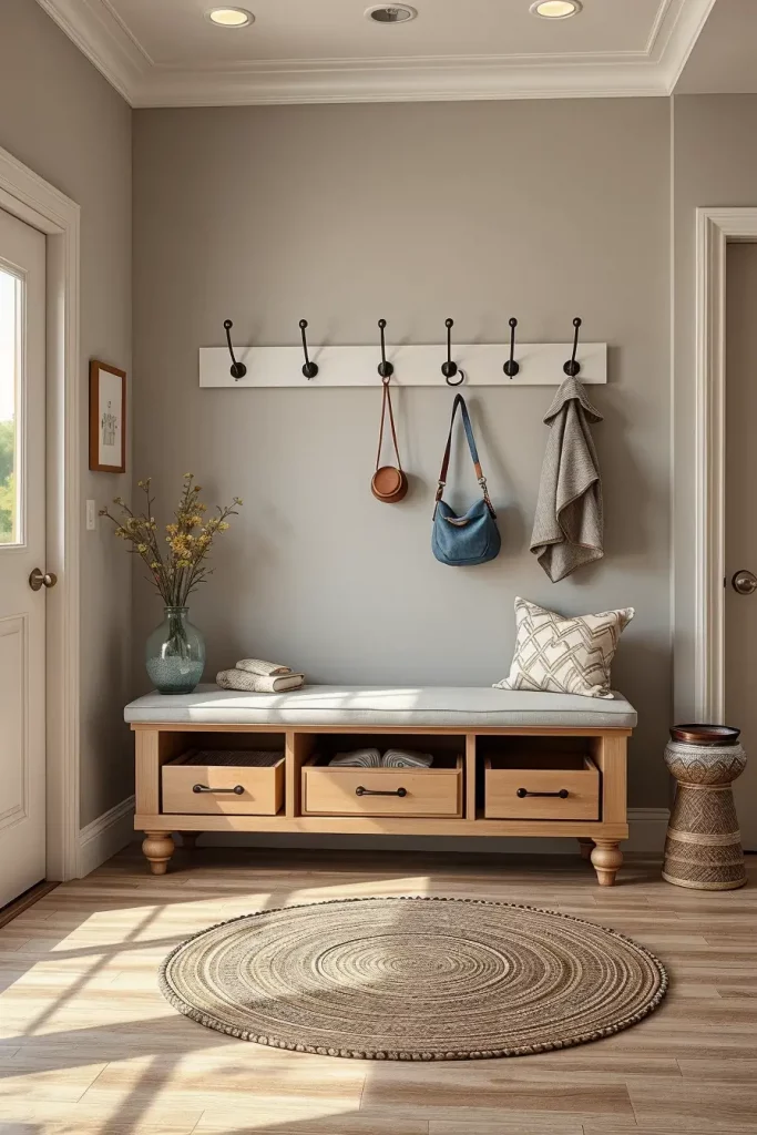 Modern entryway bench setup