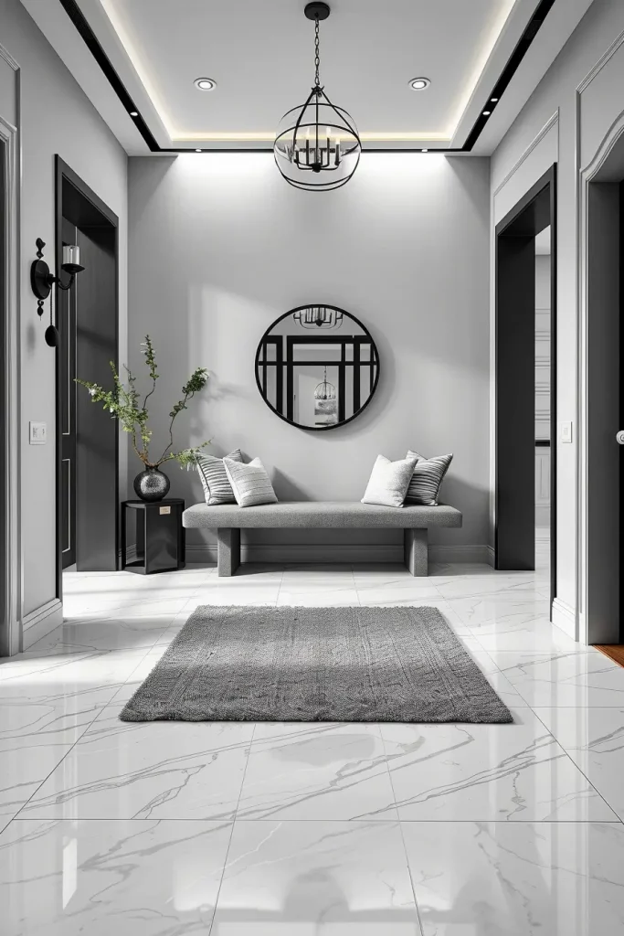 Monochrome textured entryway