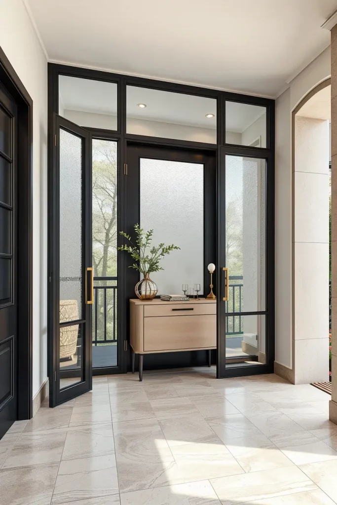 Frosted glass metal door