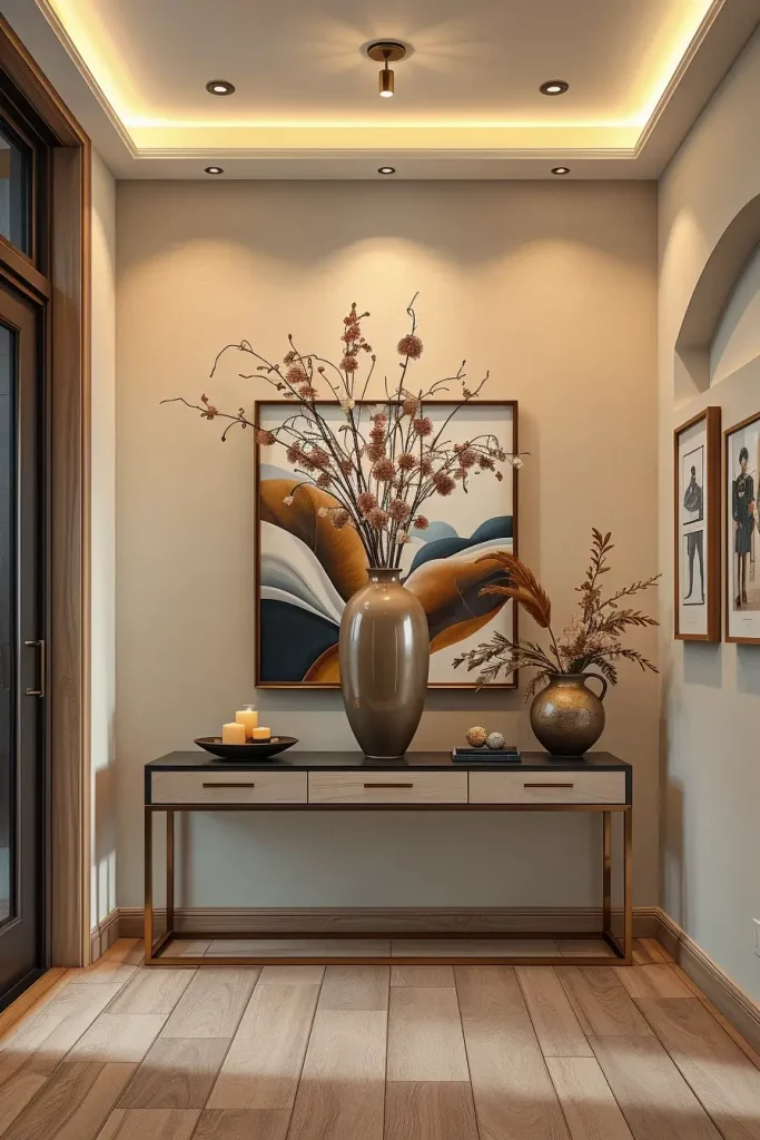 Sculptural vase with florals