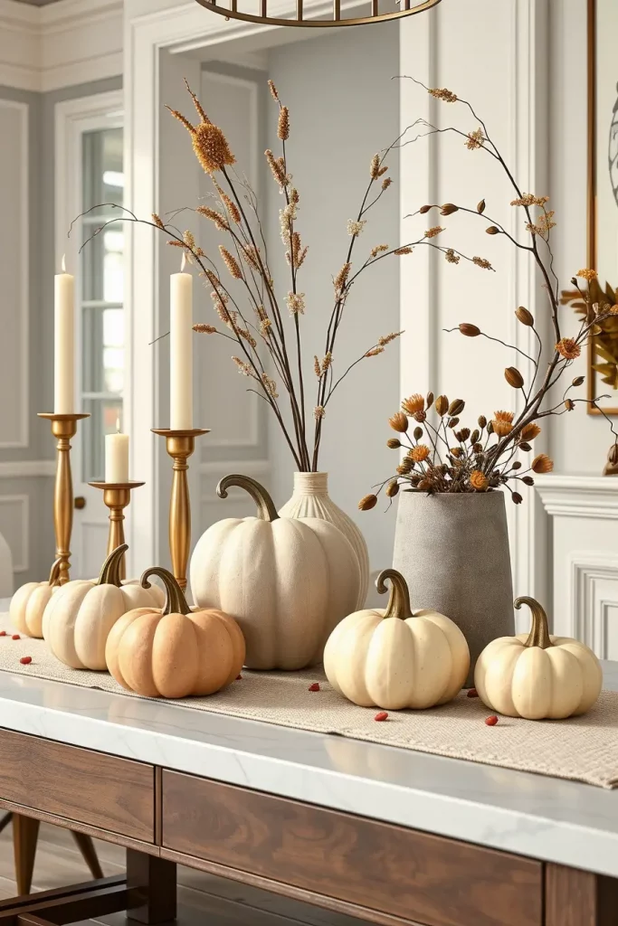 Elegant seasonal entry table decor