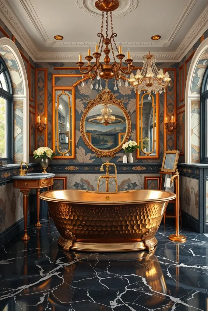 Gold-tone freestanding tub
