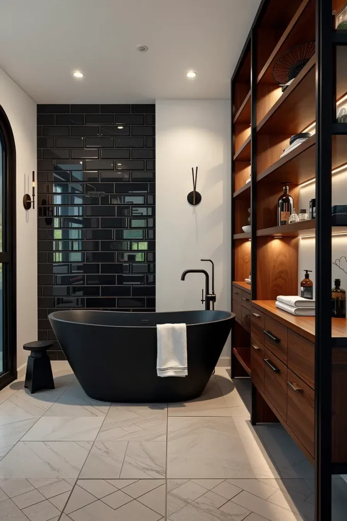 Matte black freestanding tub