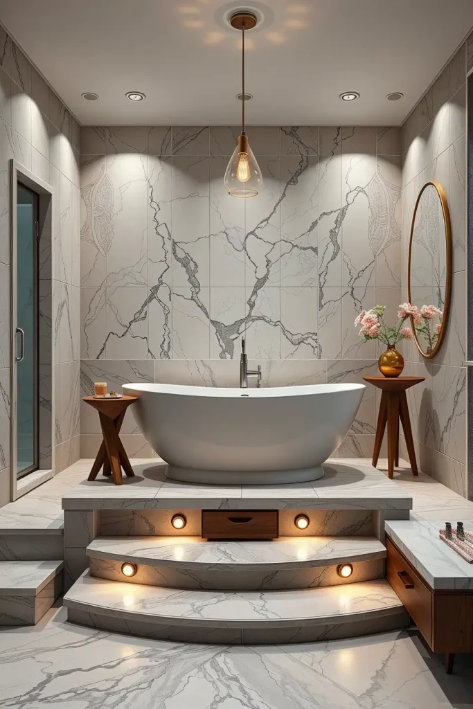 Raised platform freestanding tub