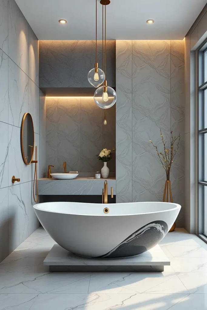 Sculptural freestanding bathtub