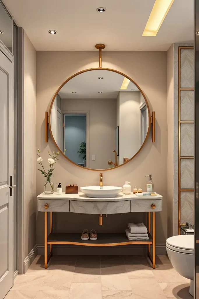 Large round bathroom mirror