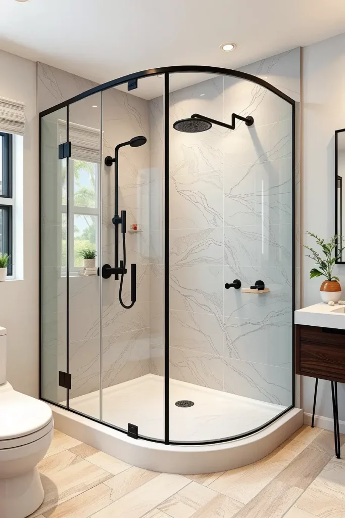 Curved glass shower doors