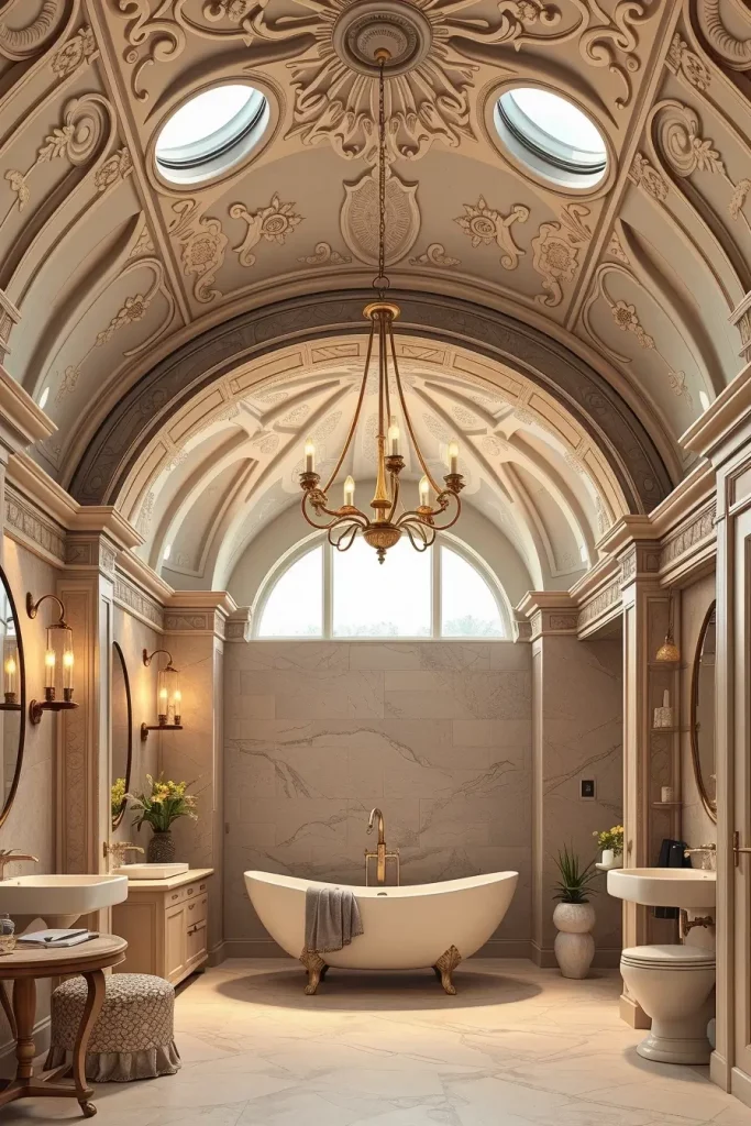 Pendant light in dome ceiling