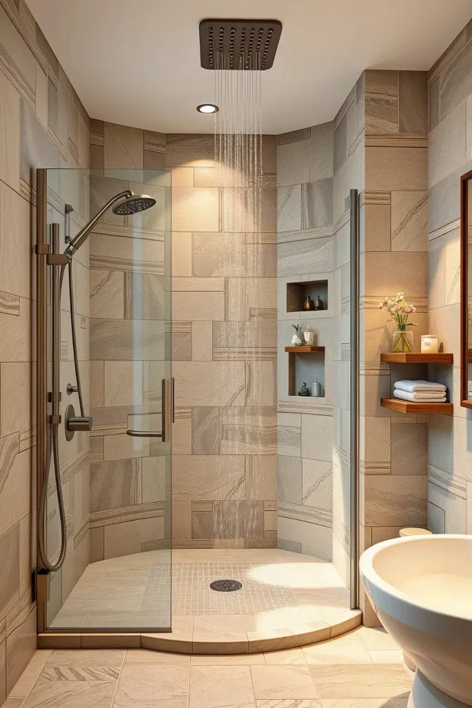 Spiral walk-in shower