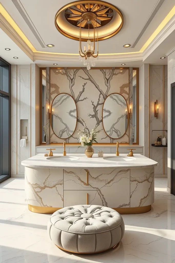 Curved bathroom island