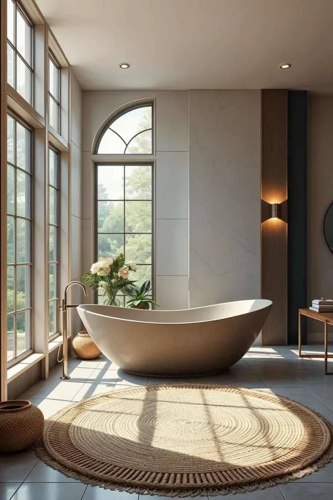 Minimalist curved bathtub