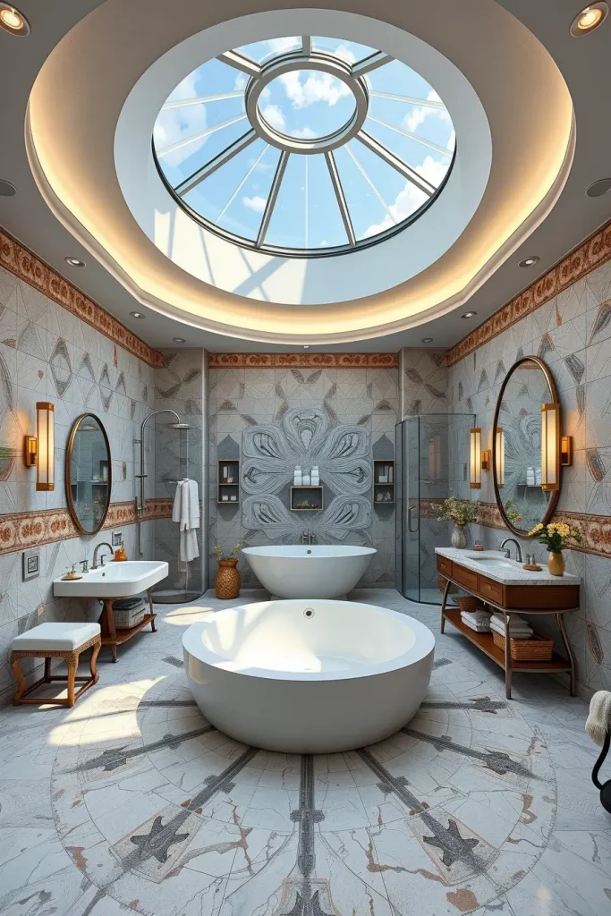 Terrazzo circular floor pattern