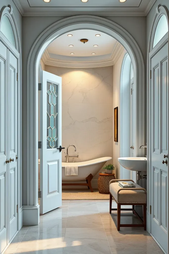 Arched bathroom doorway