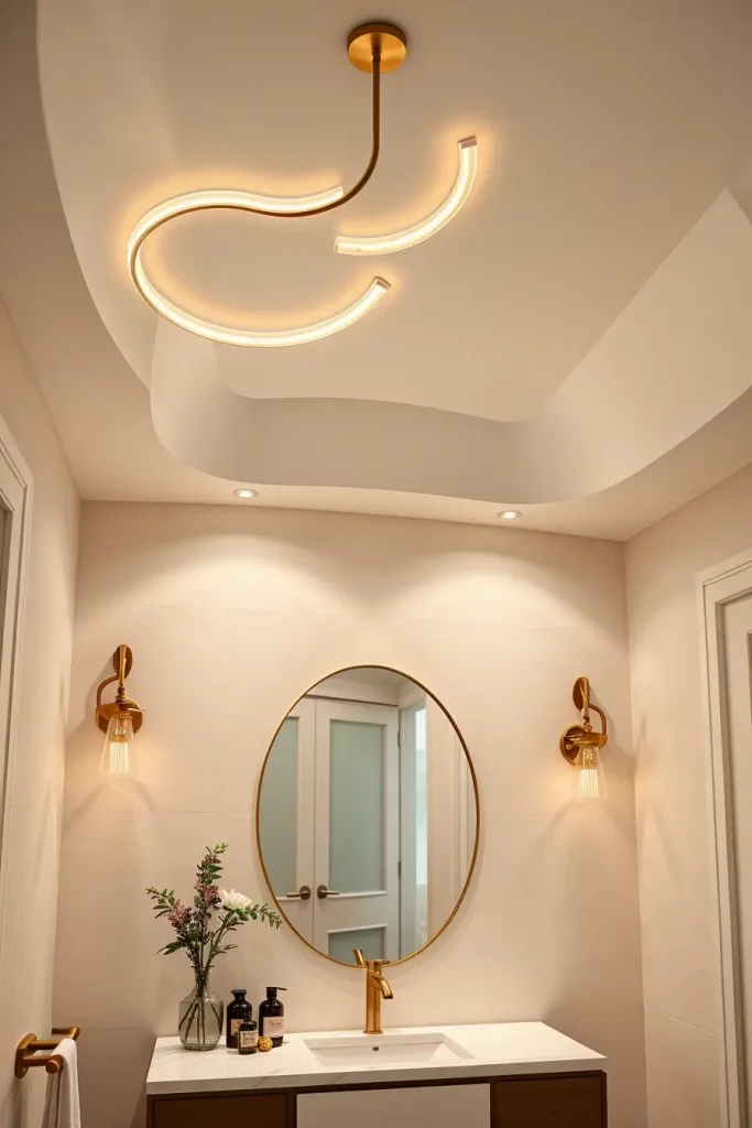 Wave-shaped bathroom lighting