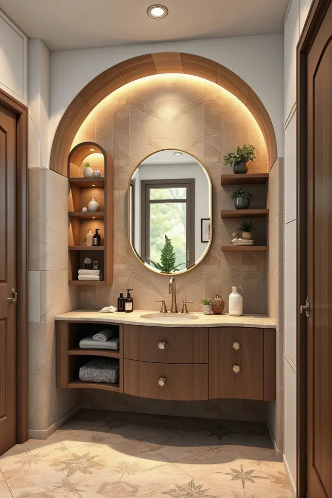 Rounded medicine cabinet