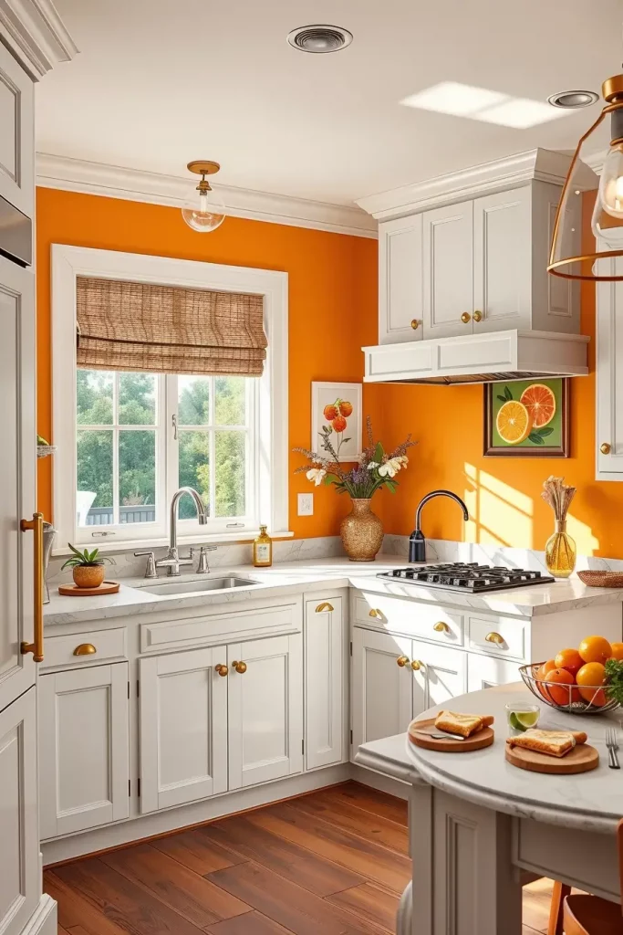 Tangerine walls with gold accents