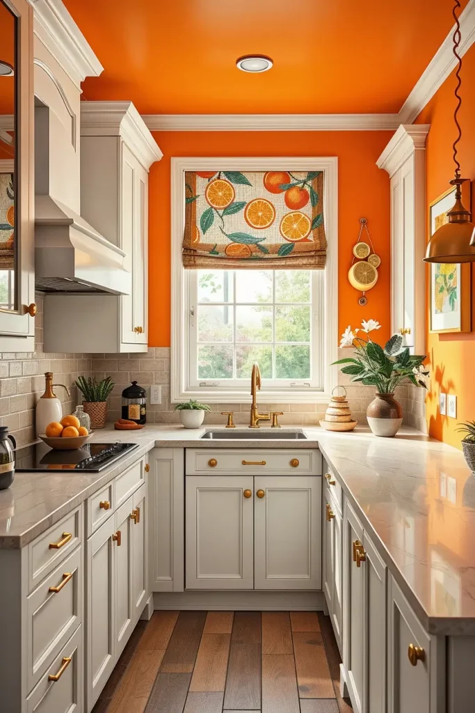 Tangerine painted kitchen walls