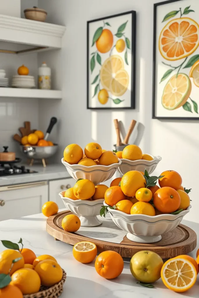 Citrus fruit display in kitchen