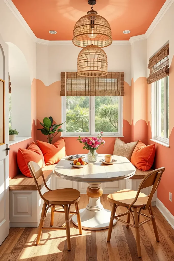 Sunset-colored breakfast nook