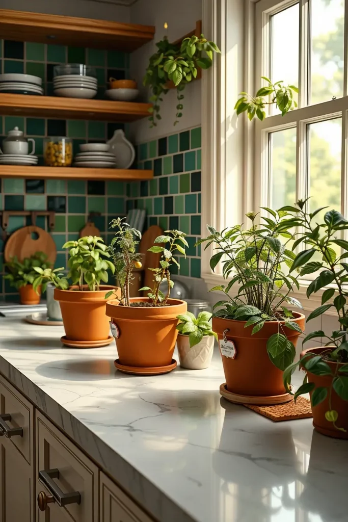 Herb garden with citrus leaf markers