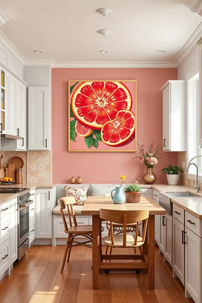 Grapefruit artwork in kitchen
