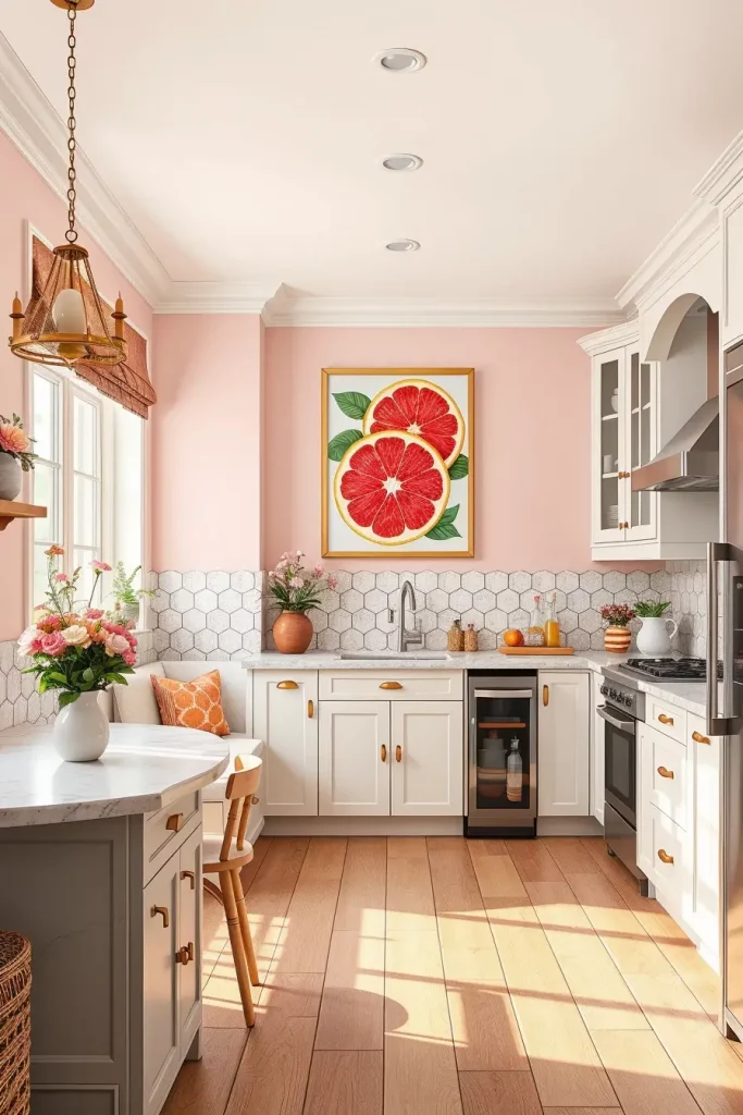 Kitchen with grapefruit prints