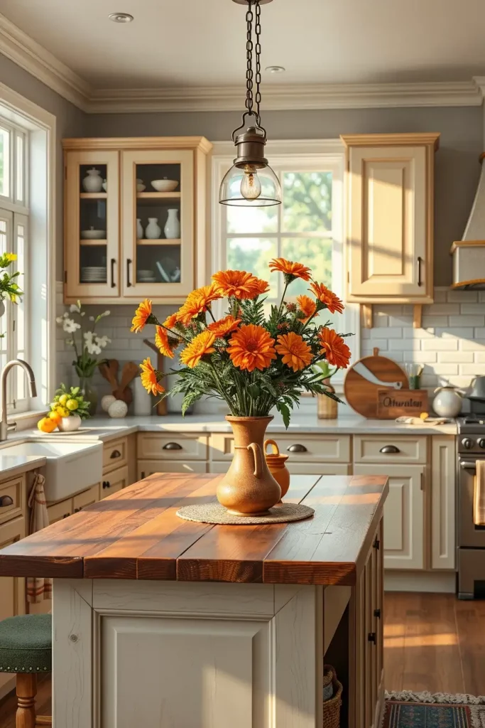 Orange marigold floral centerpiece