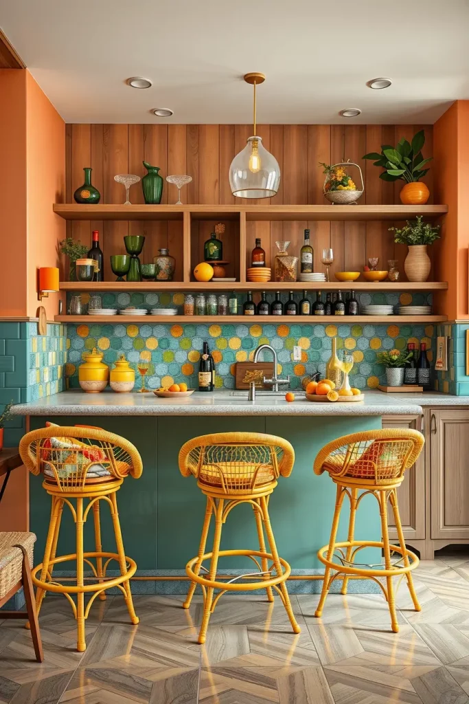 Kitchen bar with citrus accents