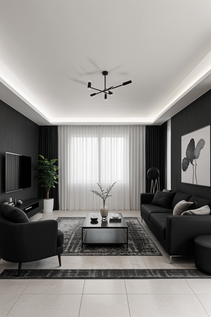 Minimalist black living room