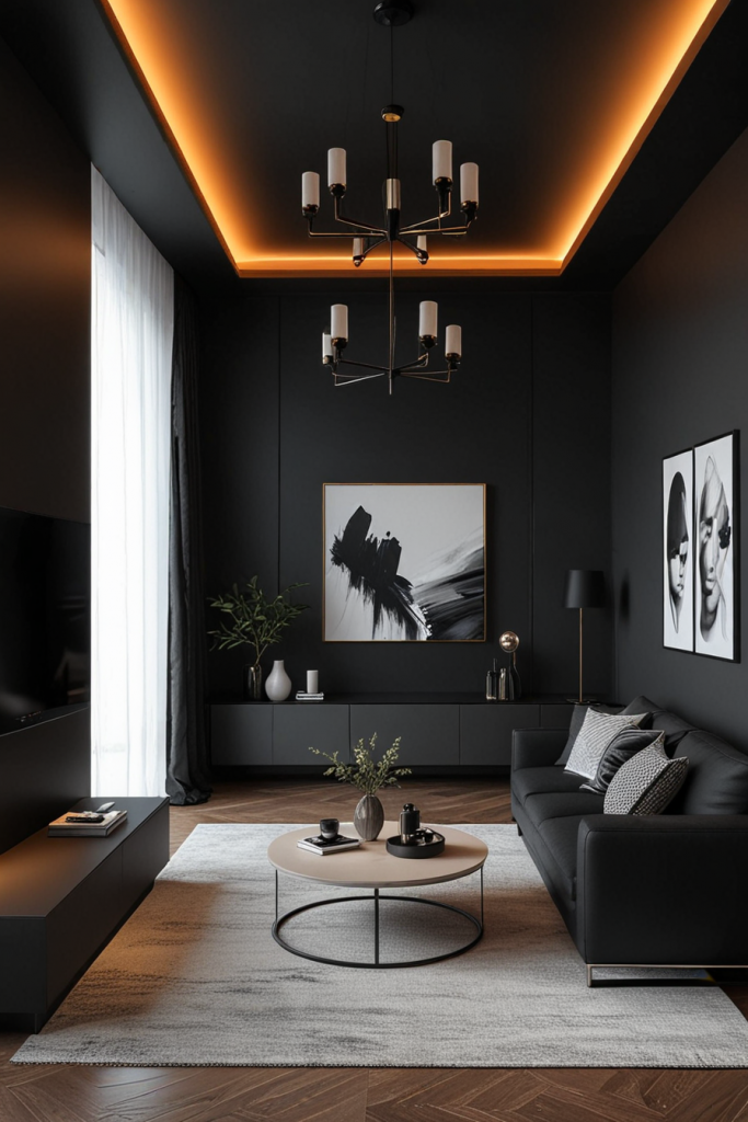 Modern compact black sofa