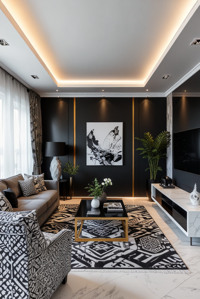 Black and white patterned decor