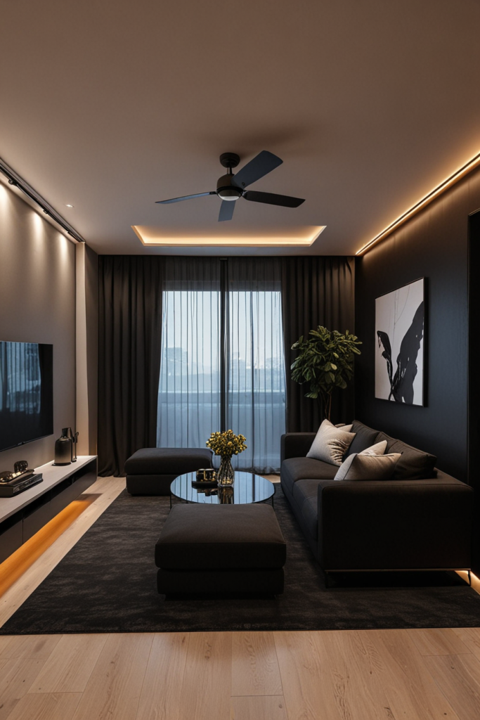 Smart technology in black living room