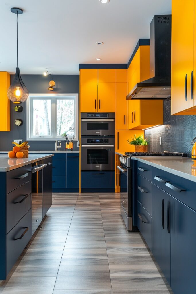 Bold Color Block Kitchens