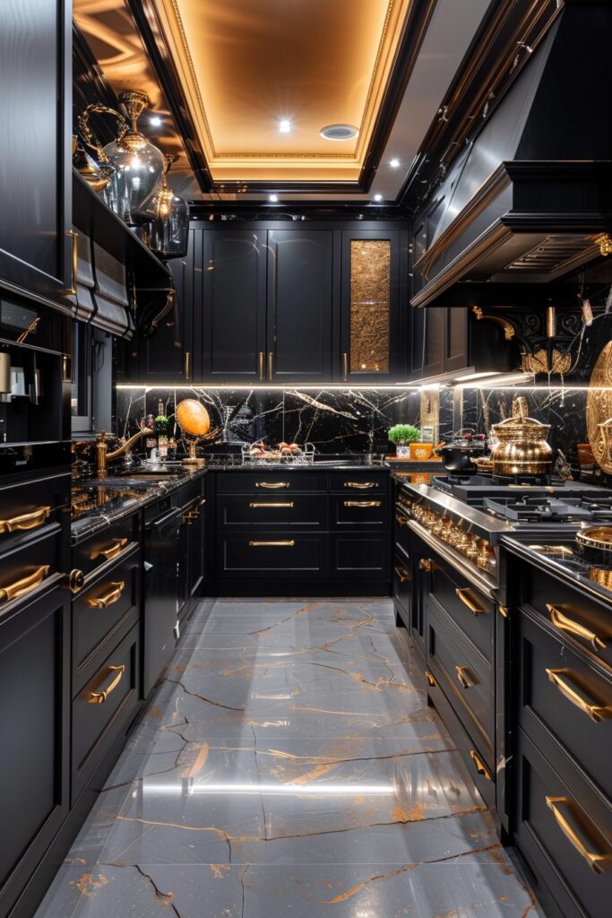 Luxurious Black and Gold Kitchens