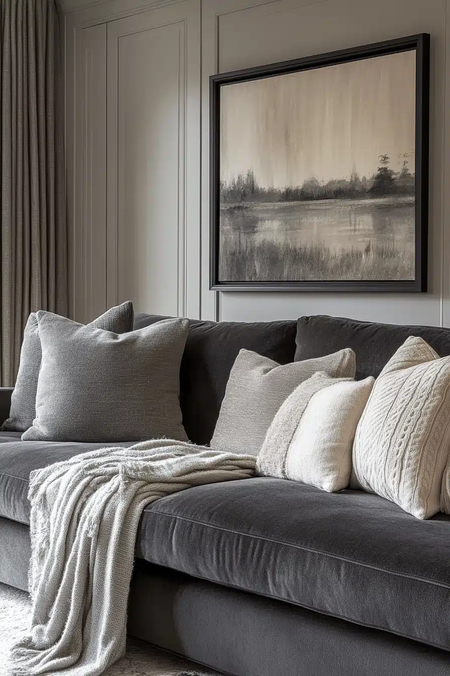 dark gray couch living room